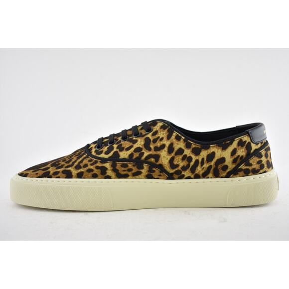 Saint Laurent Mens Venice Leopard Black Brown Flat Lace Up Low Top Sneaker 44 11 - Picture 8 of 10